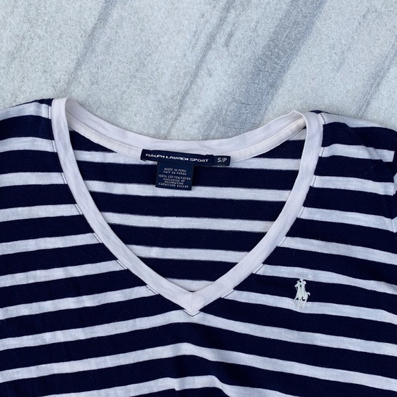 RLS Navy Striped V-Neck - Picture 3 of 5